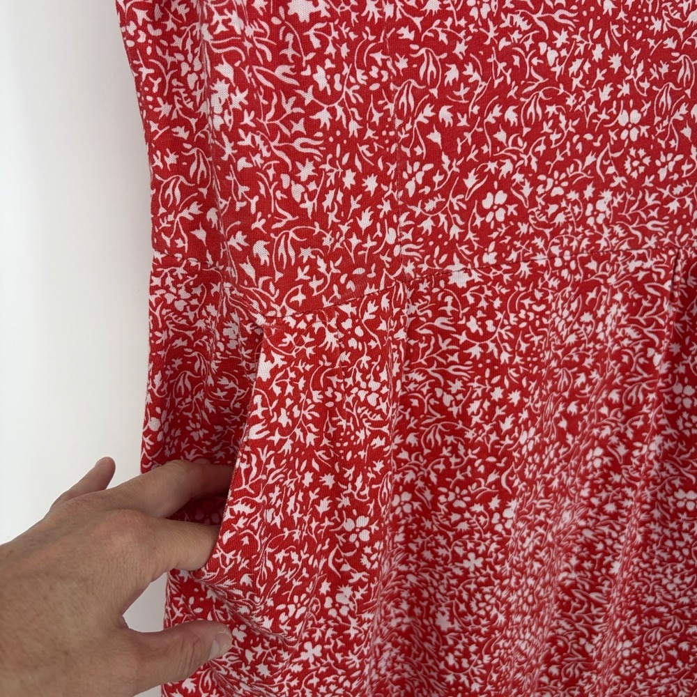 Boden Womens Phoebe Shift Dress 10 Red Floral Cotton Jersey Feminine Preppy 10R - Picture 5 of 9